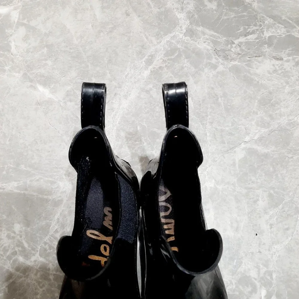 Sam Edelman Glossy Chelsea Rain Boots Protective Blk Rubber Women's SZ 6 - Picture 3 of 6